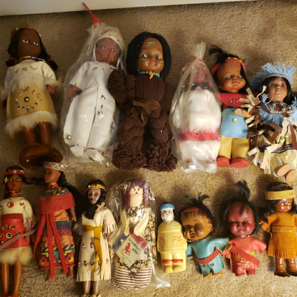 14 native American baby dolls some old some new